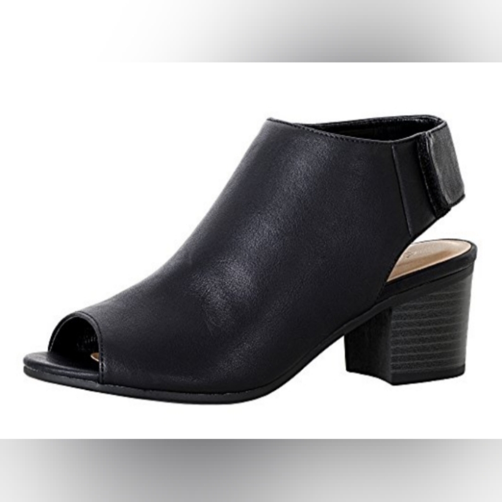 Cityclassified,Black,Peep-Toe, Size 7.5 Heeled Booties.